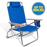 690GRAND Heavy Duty Folding Chair High Capacity 500lbs for Big and Tall Beach Camping Outdoor Patio Seat with Oversized Storage Pouch and Cup Holder