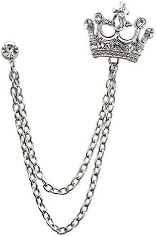 Charming Chain Brooch Crown Crystal Women Men's Fashion Brooch Pin Corsage