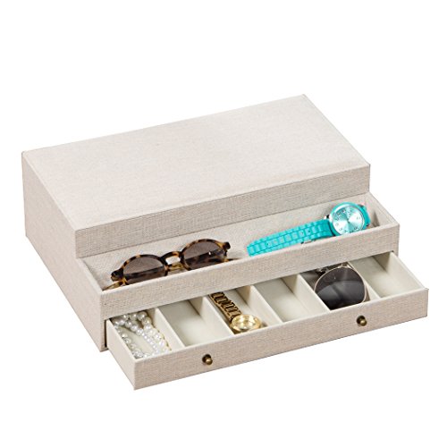 HomeCrate Arrow Weave Canvas Desk/Dresser Drawer Valet For All Accessories - In Natural - Thumbnail 2