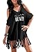 Womens Letters Print Baggy Swimwear Bikini Cover-ups Beach Dress(One Size,BB-Black)