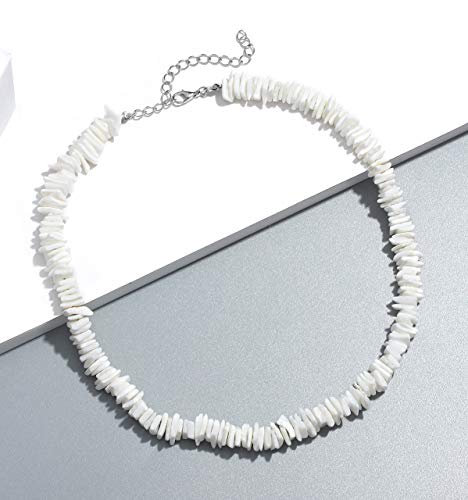 HSWE Shell Choker Necklace for Women Seashell Necklace Statement Adjustable Puka Shell Pendant Cord Bib Collar Necklace Bracelets Set Hawaiian Jewelry (Shell Necklace Set#1)