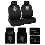 Marilyn Monroe Rhinestone Car SUV Truck Low Back Seat Covers and 4 PCS Carpet Floor Mats