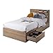 South Shore Fynn Mates Bed with 3 Drawers, Twin, Rustic Oak