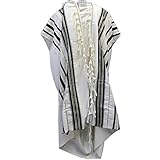 Black & Gold 100% Wool Kosher Tallit Prayer Shawl Made by Mishcan Hathelet (size 60 - (55 inches x 73 inches))