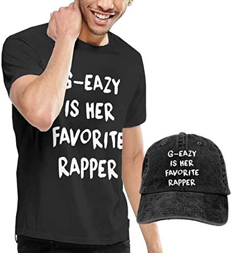 Dingtai G-Eazy is Her Favorite Rapper Men's Short Sleeve T Shirt and Adult Washed Cowboy Hat