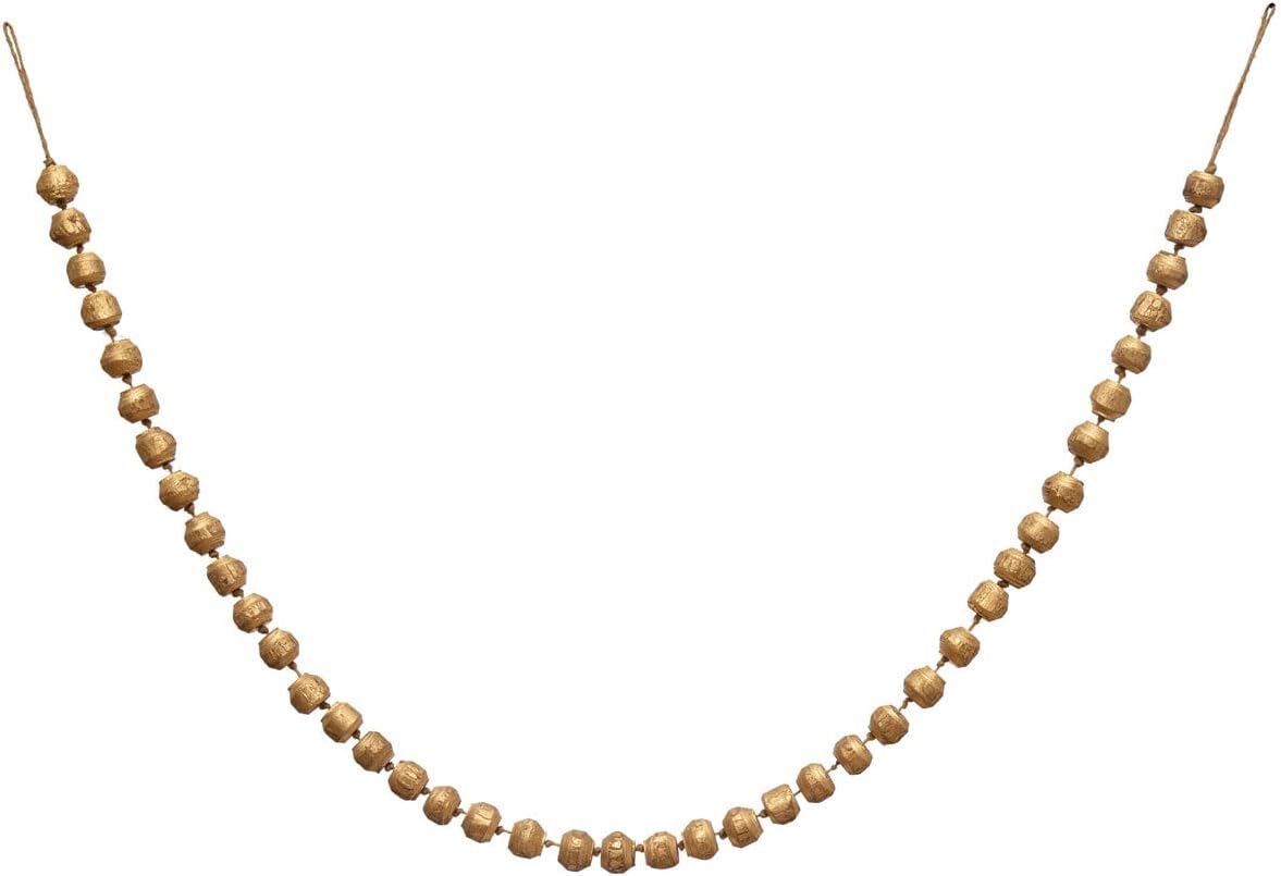Wreaths, Garlands & Swags - Creative Co-Op Paulownia Wood Bead Garland, Gold Finish