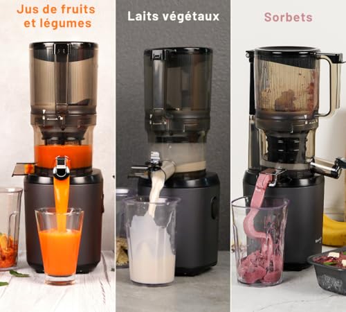 Kuvings | AUTO6 Hands Free Juice Extractor | Automatic Cutting of Whole Fruit and Vegetables | 1.7L Basket | Easy Cleaning | Anthracite