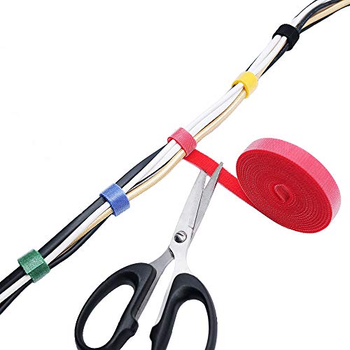 KELIFANG Cable Straps, Reusable Cable Ties, Hook and Loop Nylon Fastening Wire Tape Organizer, Cable Management, Self Gripping Cord Rope Holder (33feet, 5 Roll, Multi-Color) - Thumbnail 4