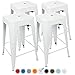 UrbanMod 24 Inches Metal Barstool Set of 4 – Counter Height Backless Bar Stool for Kitchen Island, Breakfast, Outdoors, Pub, Restaurant, Patio – Stackable Heavy Duty Modern & Industrial (Glossy White)
