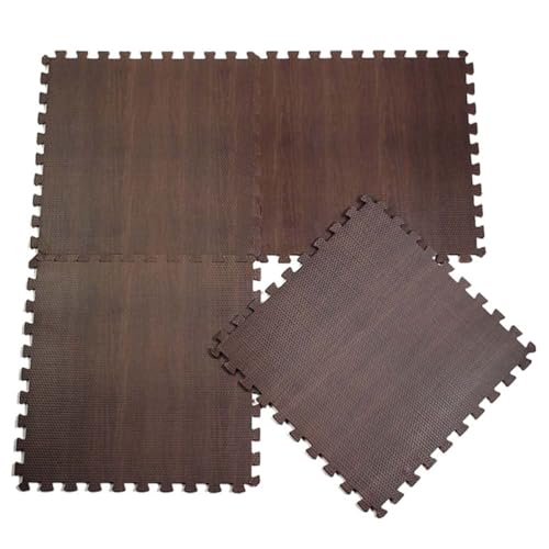 30 X 30 X 1cm Kids Wood Grain Play Mat Puzzle Mats, Baby Soft EVA Foam Mats, Children Interlocking Foam Carpet, Living Room Area Rugs Floor Mats, Floor Protection Pad(Brown,56PCS)