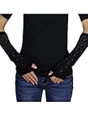 Dahlia Women's Sparkling Rhinestone Acrylic Fingerless Arm Warmer Gloves