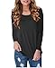Women's Long Sleeve Floral Print T-Shirts Casual Blouse Tops Black X-Large