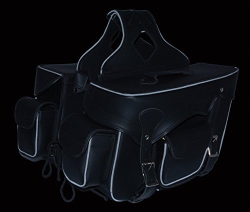 Milwaukee Performance SH666ZB Black Zip-Off Double Front Pocket PVC Throw Over Saddle Bag with Reflective Piping