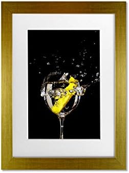 Living Colors Kitchen Gin And Tonic Lemon Splash A4 Framed Art Print - Gold Frame - Wall Art Picture - 8 x 12 Inches (20x30CM)
