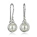 925 Sterling Silver Hand Wrapped Cultured Pearl Earrings Wedding Bridal Jewelry Bridesmaids Gifts, 8 Mm
