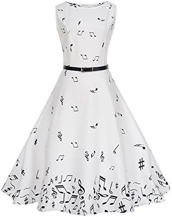iBaste Women's Slim Fit Retro Round Neck Sleeveless Dresses 1950S Vintage Cocktail Party Evening Swing Dress