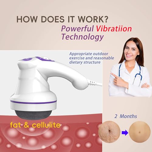 LBOYLOVE® Electric Cellulite Massager – Body Sculpting Machine with 2 Massage Heads, Lymphatic Drainage & Skin Tightening for Belly Stomach Leg, Lipo Roller Massager After Surgery, Adjustable Speed