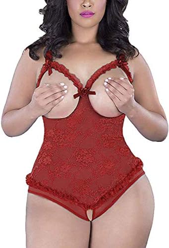 Plus Size Lingerie for Women One-Piece Teddy Lingerie Bodysuit Lace Nightie