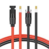 BougeRV 10 Feet 10AWG Solar Extension Cable with Female and Male Connector Solar Panel Adaptor Kit Tool (10FT Red + 10FT Black)