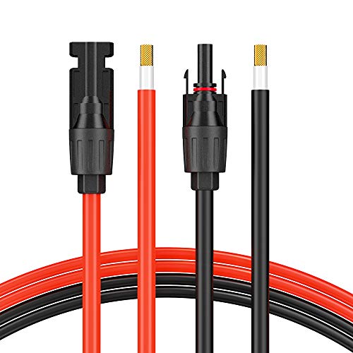 BougeRV 10 Feet 10AWG Solar Extension Cable with Female and Male Connector Solar Panel Adaptor Kit Tool (10FT Red + 10FT Black)