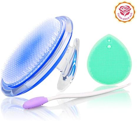 Exfoliating Brush For Razor Bumps and Ingrown Hair Treatment,Nose Cleaning Brush,Soft Silicone Blackhead Scrub Remover Brush,Silicone Face Scrubbers Set - Perfect for Dry Brushing,Body Brush (Blue)