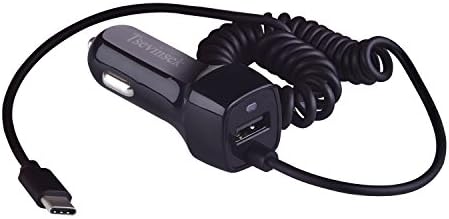 USB Type C Car Charger with Coiled USB Type C Cable for Samsung Galaxy S8/S8 Plus/Galaxy S9/S9+ , Moto Z Force Droid/Z2 Force/Z Play/Moto X4, Google Pixel/XL/2 XL and more Android Phones / iPhone