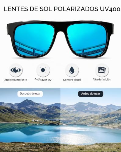 Joopin Acetate Men's Sunglasses Polarized Square Rectangle Frame TR90 Classic Fashion Style UV400 Protection