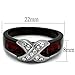 Marimor Jewelry 1.50 Carat Red and Clear Cubic Zirconia Black Stainless Steel Fashion Ring Women's Size 5-10