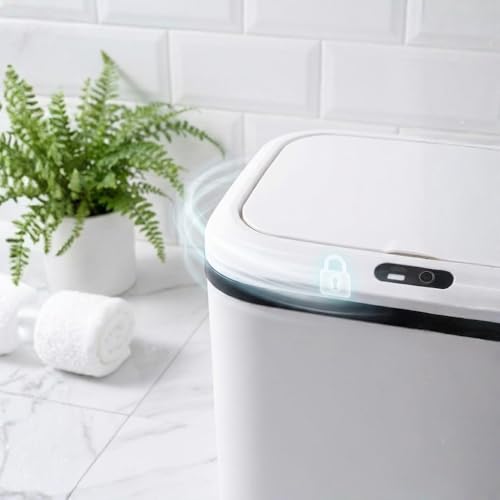 Kirk Lixeira Automática Inteligente com Sensor de Aproximação 16L | Abertura Sem Toque, Design Moderno Minimalista, Vedação Anti-Odor | Silenciosa para Banheiro, Cozinha e Escritório (Branco)