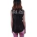 Flank Women Summer Sleeveless Lace Splice Chiffon Vest Tank Tops (S, Black)