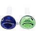 Snake Eyebrow Copper Fish 2 Pcak Handmade Holder Glass Herb Bowl Blue & Green (14mm)