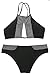 Cupshe Fashion Women's Stripe Splicing Front Cutout Padding Bikini Bathing Suit (M, Black)