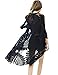 shermie Women's Short Sleeve Summer Lightweight Kimono Loose Long Floral Swimsuits Cover Up Black