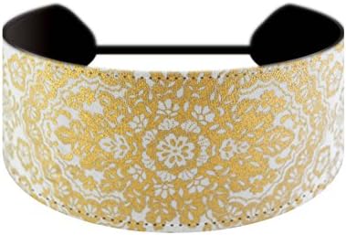 Golden Lace on White Soft Headband Holiday Fashion Headwrap Women