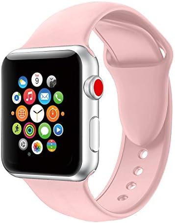 Youther For Apple Watch Bands, Soft Silicone Strap Replacement Wristbands for Apple Watch Sport Series 3 Series 2 Series 1 Pink 42mm M/L