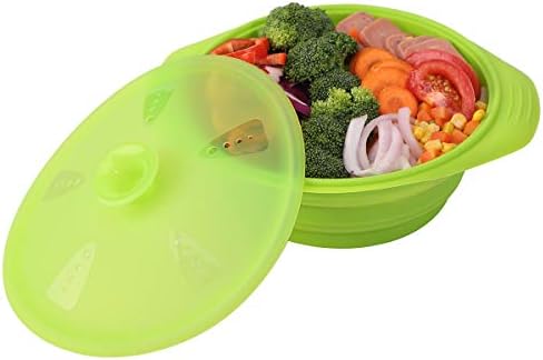 DONIBUDO Collapsible Bowl-Silicone Steamer with Handle & Lid for Collapsible Meal Prep Food Storage Containers,BPA Free …