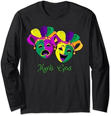 Unisex Mardi Gras Long Sleeve Shirt XL: Black