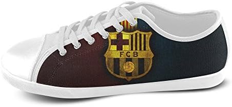 Show-shoes Custom FC Barcelona Lace-up Flats Canvas Shoes Soft Comfortable Sneakers for Adult Women (Model016) 8US XL