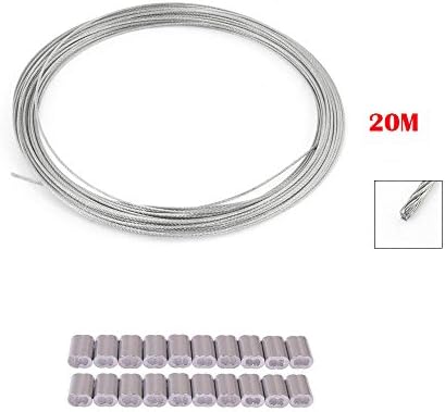 Ohaha Grinding Machine 1mm Dia 7x7 20M Long Stainless Steel Wire Rope Cable W 20pcs Wire Rope Aluminum Sleeve