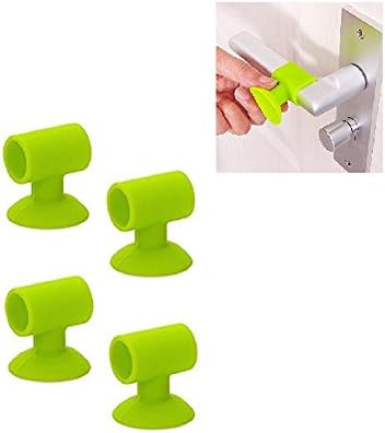 DBHappy(TM) 4 Pcs Flexible Silicone Sucking Door Stopper, Doorknob Bumpers Crash Pads Protective Covers(Green)