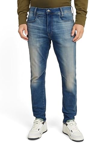 G-STAR RAW Men's 3301 Slim Fit Jeans, Antique Faded Oasis Ripped