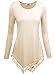 DJT Women's Long Sleeve Boat Neck Lace Hem Hankerchief Tunic Shirts Large Apricot