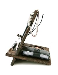 Soporte de madera para teléfono móvil. Soporte para relojes con soporte de carga. Organizador de bandeja de madera para hombre Base móvil inteligente de la estación de acoplamiento superior del escritorio. Almacenamiento universal de dispositivos de Dress
