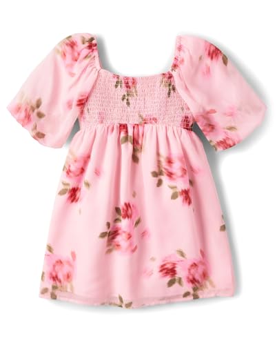 The Children's Place,Girls,Casual Smocked Dress,Long SleeveRose Mist,X-Large