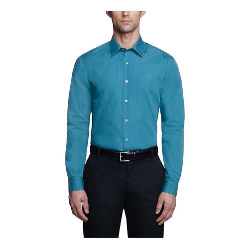 Van Heusen Herren Kleid Hemd Fitted Popeline Solid Smokinghemd, Blau (Deep Sea), 42 cm Hals 91 cm-94 cm Ärmel