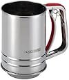 Cake Boss Stainless Steel Tools and Gadgets 3-Cup Flour Sifter with Red Silicone Grips