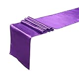Ling's moment Satin Table Runner for Wedding Decoration, Bright Silk and Smooth Fabric Party Table Runner, 12 x 108 Inch, Purple, Set of 1