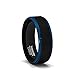 Mens Wedding Band Two Tone Polished Black Tungsten Ring 8mm Blue Step Edge Comfort Fit