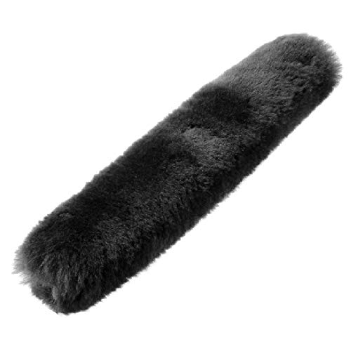Merauno Lammfell Nasenriemenschoner Genickschoner mit Klettband Pferde Nasenschoner für Halfter Trensenzaum Kopfstück Zaumzeug aus echtem Schaffell Natur Schwarz Braun, 2 Sizes (28 or 32cm)
