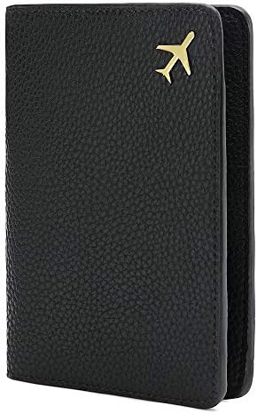 DEFWAY Leather Passport Holder RFID Blocking Travel Wallet，Slim Card Passport Cover Case